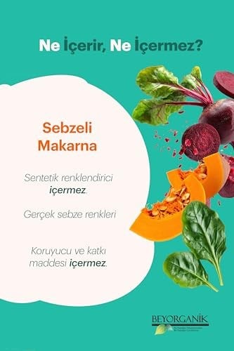 Beyorganik Organik Sebzeli Çocuk Makarna Ispanak-Pancar-Balkabak 240 gr