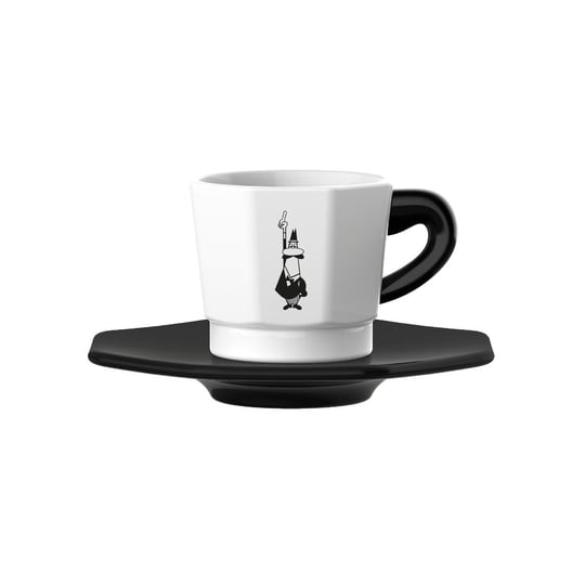 Bialetti - 4lü Espresso Fincan Seti - Sekizgen Tasarım - Siyah Beyaz Karma Renk - Porselen - Seçenekler: 4 fincan siyah/beyaz, Klasik