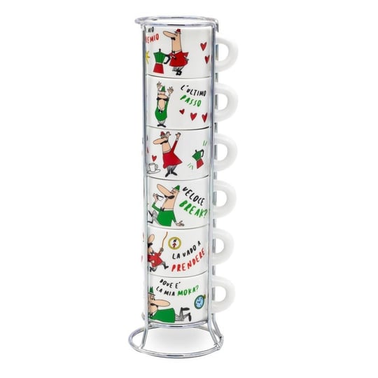 Bialetti - 6lı İstiflenebilir Cappuccino Fincan Seti - Karma Renkli - Porselen