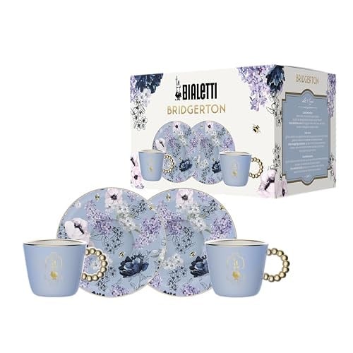 Bialetti Bridgerton 2 Fincan ve 2 Tabak Seti, Porselen, 80 ml