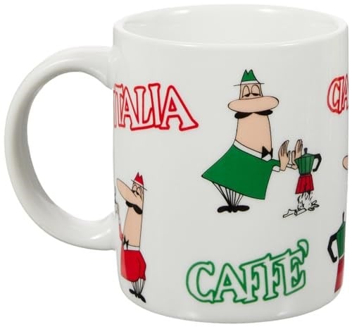 Bialetti - Kupa - Mug Tricolore Omino - 250mL - Porselen - Seçenekler: Üç renkli kupa erkek, Üç renkli fincan kurumsal