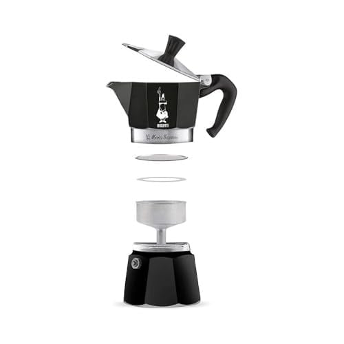 Bialetti - Moka Express Siyah: 6 Cups Ocak Üstü Espresso Pişirici - 270ml - Alüminyum Gövde - Patentli Güvenlik Valfi - Tüm Ocak Türleri İçin Uygundur (İndüksiyon Hariç)