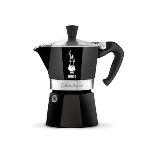 Bialetti - Moka Express Siyah: 6 Cups Ocak Üstü Espresso Pişirici - 270ml - Alüminyum Gövde - Patentli Güvenlik Valfi - Tüm Ocak Türleri İçin Uygundur (İndüksiyon Hariç)