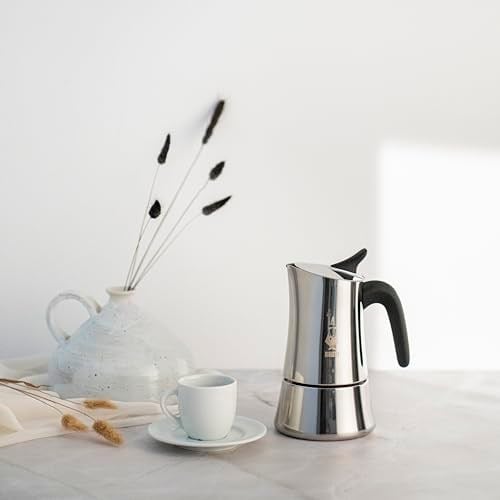 Bialetti - Moon Exclusive: 4 Cups Ocak Üstü Espresso Pişirici - 170ml - Gümüş Renk - Paslanmaz Çelik Gövde - Patentli Güvenlik Valfi - Tüm Ocak Türleri İçin Uygundur (İndüksiyon Dahil)