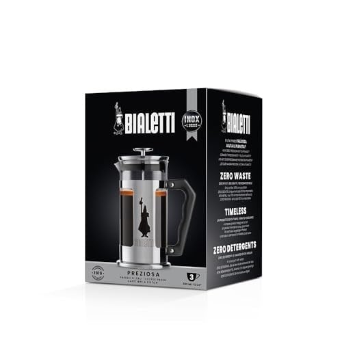 Bialetti - Preziosa French Press: Yaklaşık 350mL kapasiteli kahve hazırlayıcı - 18/10 Paslanmaz Çelik Gövde - Bulaşık Makinesinde Yıkanabilen Borosilikat Cam Sürahi - Paslanmaz Çelik Filtre Sistemi