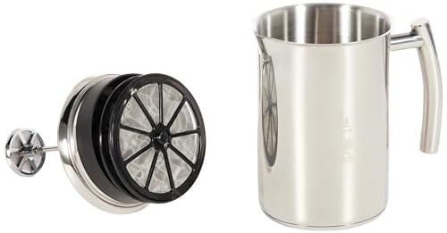 Bialetti - Süt Köpürtücü - 330mL - Paslanmaz Çelik Gövde ve Kapak - Çift Diskli Çırpıcı Kapak - Tüm Ocak Türleri İçin Uygun (İndüksiyon Dahil) - Bulaşık Makinesinde Yıkanabilir