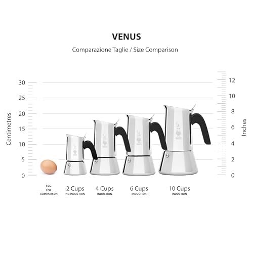Bialetti - Venus: 2 Cups Ocak Üstü Espresso Pişirici - 85ml - Gümüş Renk - Paslanmaz Çelik Gövde - Patentli Güvenlik Valfi -  - Seçenekler: 2 bardak, 4 tassen, 6 tassen, 10 bardak, 32X21.5X27.5, 35...