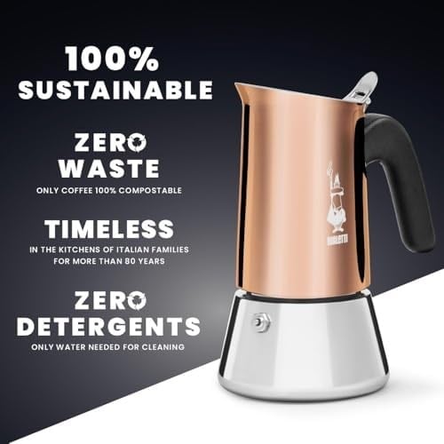 Bialetti - Venus: 6 Cups Ocak Üstü Espresso Pişirici - 235ml - Kahverengi, Gümüş Renk - Paslanmaz Çelik Gövde - Patentli Güvenlik Valfi - Tüm Ocak Türleri İçin Uygundur (İndüksiyon Dahil)