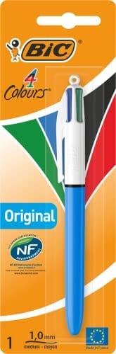 BIC 4 renkli tükenmez kalem, orijinal, tekli paket, ofis, ev, ofis veya okul için ideal