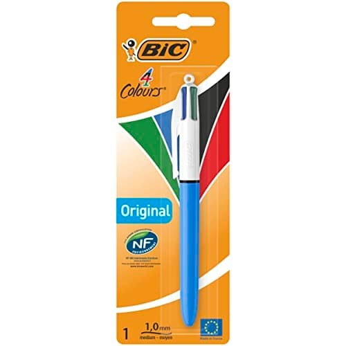 BIC 4 renkli tükenmez kalem, orijinal, tekli paket, ofis, ev, ofis veya okul için ideal