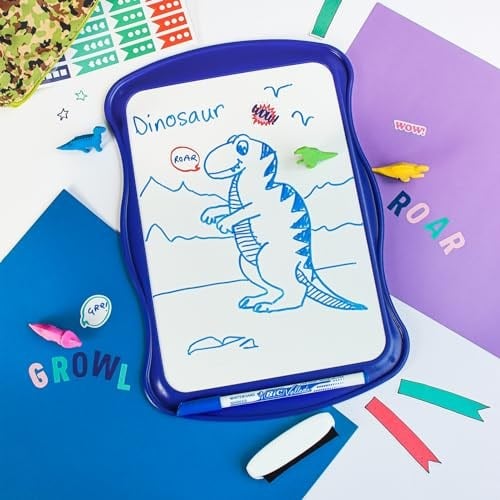 BIC 967444 Velleda Cliiip Set Beyaz Tahta (21 x 31 cm) Silecek; 8 Silinebilir Marker -10lu Set, Çeşitli Renklerde