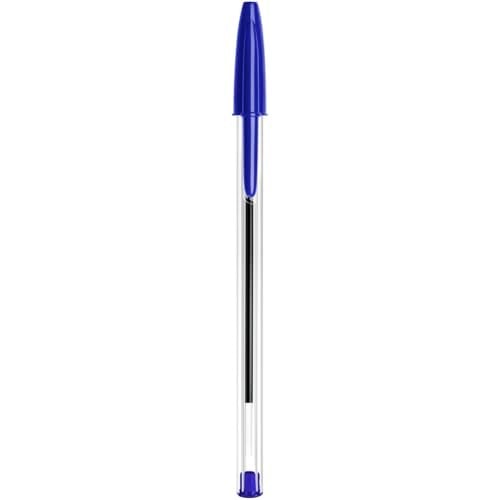 BIC Cristal Orijinal Tükenmez Kalem, Orta Uçlu (1,00 mm), Altıgen Şaft ve Uygun Kapaklı - Mavi, Her Biri 10 Adet Karton Kutu