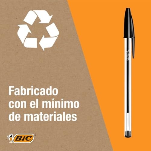 BIC Cristal Orijinal Tükenmez Kalem, Orta Uçlu (1,00 mm), Altıgen Şaft ve Uygun Kapaklı - Mavi, Her Biri 10 Adet Karton Kutu