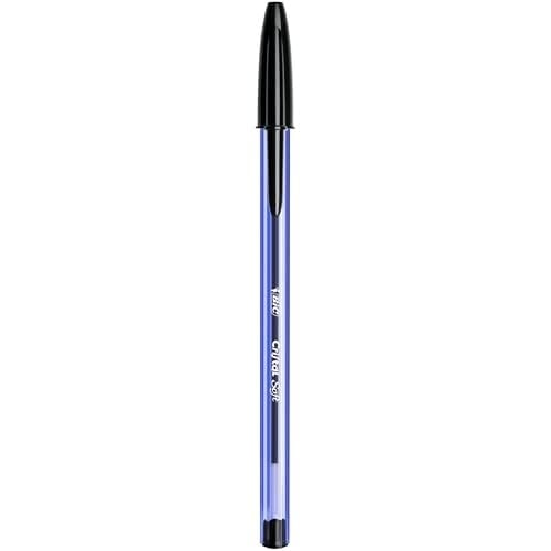 BIC Cristal Soft Tükenmez Kalem, Siyah, 50li Kutu, 1.2 mm Orta Kalınlıkta Uç, Şeffaf Gövde, Delikli Kapak