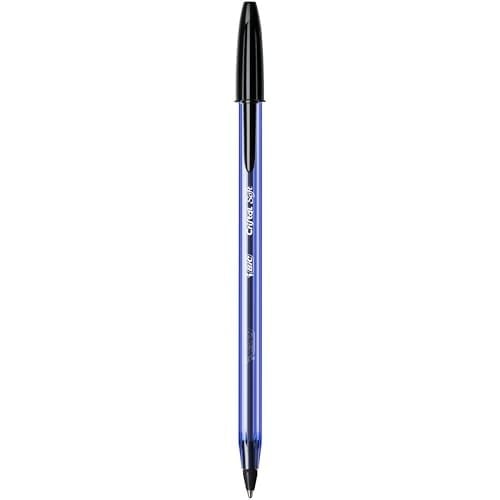 BIC Cristal Soft Tükenmez Kalem, Siyah, 50li Kutu, 1.2 mm Orta Kalınlıkta Uç, Şeffaf Gövde, Delikli Kapak