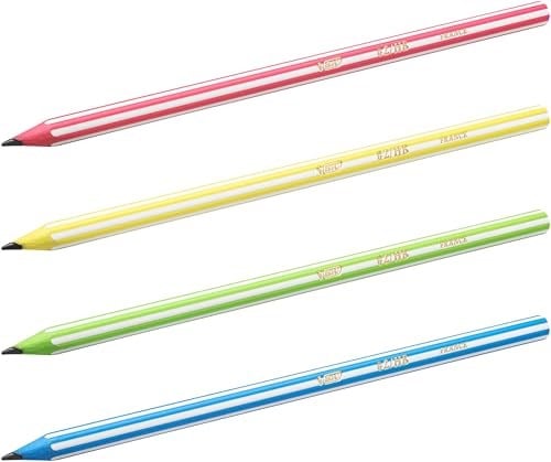 BIC Evolution Stripes Kurşun Kalem 12li Kutu,Kıymık Oluşturmaz, Çiğnemeye Karşı Dayanıklı, Kolay Açılır