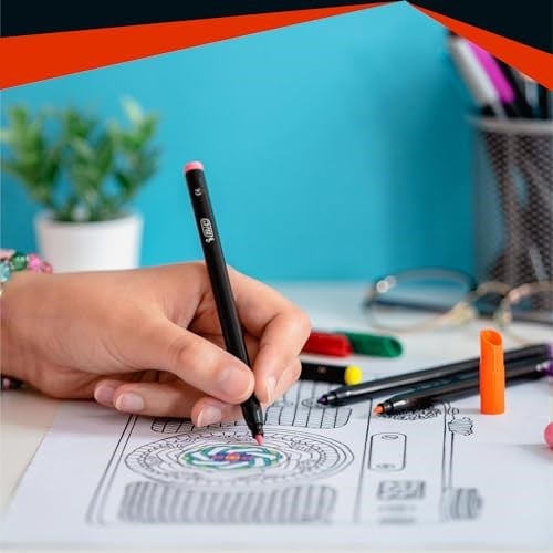 BIC Intensity Keçeli Boyama Kalemi 12 Renk, Su Bazlı Mürekkep, 0.9mm Keçeli Kalem Ucu, Yetişkin Boyama için İdeal