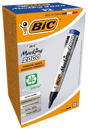 BIC Intensity Marker 2000 Yuvarlak Uçlu Permanent Markör, Mavi, 12li Kutu, 1.7 mm Sağlam Uç, Hızlı Kuruyan Mürekkep