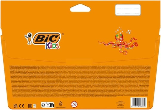 BIC Kids Kid Couleur Ultra Yıkanabilir Keçeli Boya Kalemi 24 Renk, Kolayca Çoğu Kumaştan Çıkar, Su Bazlı Keçeli Kalem