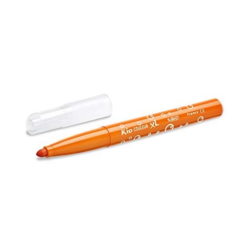 BIC Kids Kid Couleur XL Keçeli Kalem, 12 Yıkanabilir Renkte, Kalın Uçlu, Karton Kutuda, 3 Yaşından İtibaren