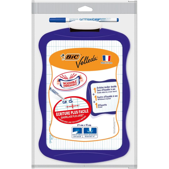 BIC Velleda Mini Beyaz Tahta, Kalem 1721, Silgi, 20 x 30 cm. Yazı Tahtası, Mavi Kalem ve Silgi ile Birlikte