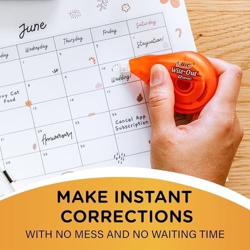 BIC Wite-Out Brand EZ Correct Correction Tape, White, 10-Count