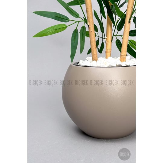 Biçiçek 125cm Yapay Bambu Ağaci Küre Saksida Kahverengi