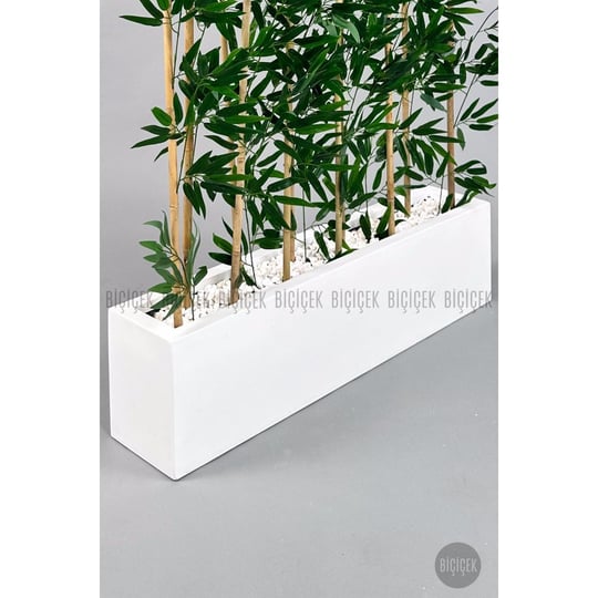 Biçiçek Bambu Separator 170 Cm 10 Dallı Yoğun Yapraklı Beyaz