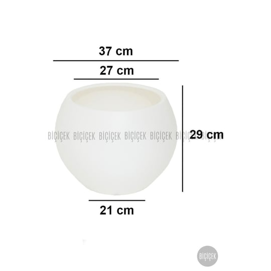 Biçiçek Plastik Küre Saksı 37 Cm Çap Beyaz