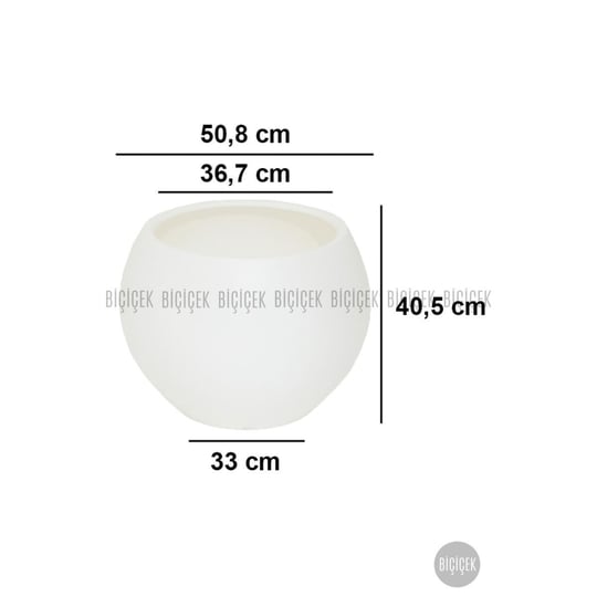 Biçiçek Plastik Küre Saksı 51 Cm Çap Beyaz