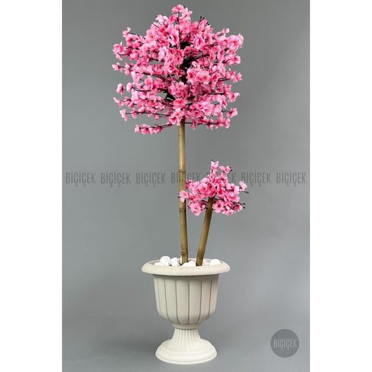 Biçiçek Yapay Ağaç Doğal Bambu Gövdeli Japon Ağacı Pembe Bahar Dalı Ağacı 125cm