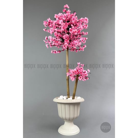 Biçiçek Yapay Ağaç Doğal Bambu Gövdeli Japon Ağacı Pembe Bahar Dalı Ağacı 125cm