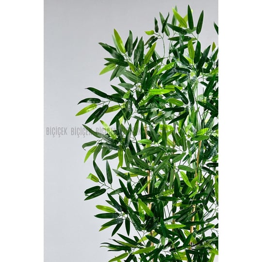 Biçiçek Yapay Bambu Ağacı 6 Dallı 150 Cm Yoğun Yapraklı Metalsaksı