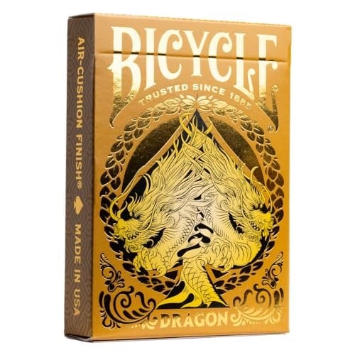 Bicycle Gold Dragon Folyo Premium Oyun Kartları, 1 Güverte - Seçenekler: Altın Ejderha, Bisiklet 1885, Düşen Yıldız, Klasik, Retro...