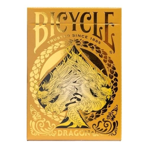 Bicycle Gold Dragon Folyo Premium Oyun Kartları, 1 Güverte - Seçenekler: Altın Ejderha, Bisiklet 1885, Düşen Yıldız, Klasik, Retro...