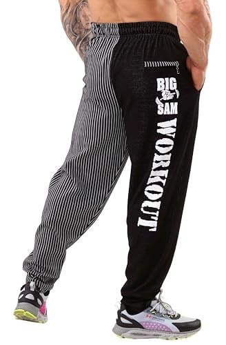 BIG SAM SPORTSWEAR COMPANY Cepli Erkek Eşofman Altı, Erkek Vücut Geliştirme Egzersiz Rahat Tasarım Bol Kas Pantolonu