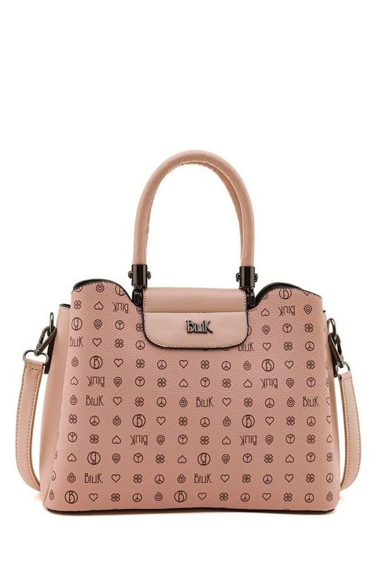 Bilik Deri Monogram Pembe Kadın El Çantası RİV 228-MN (Pembe)