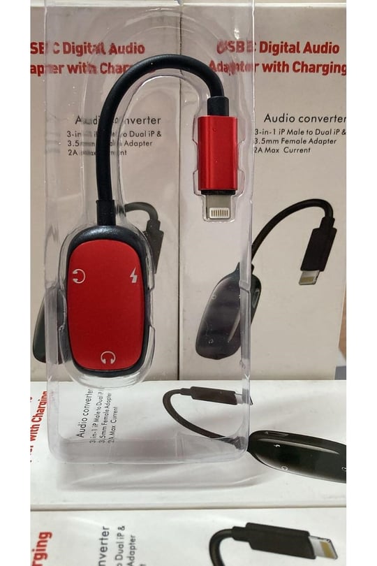 Bilişim Burada PL-8807 Lightning ile Uyumlu Mikrofon, Kulaklık, Şarj 2A Çevirici, Kırmızı BBPL8807RED
