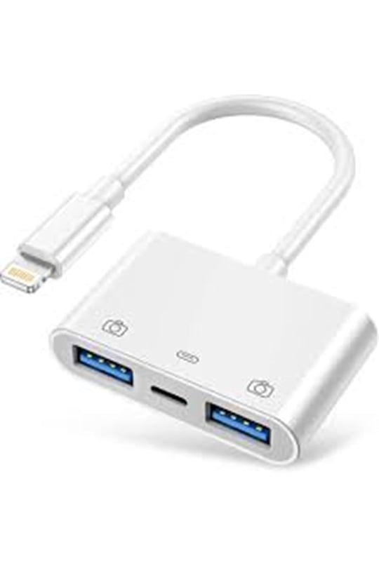 BİLİŞİM BURADA ZR540 2 USB 1 Lightning Camera Adapter, Beyaz BBZR540
