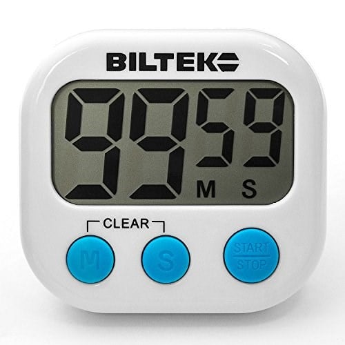 Biltek HOM-001 beyaz zamanlayıcı (büyük rakamlı dijital mutfak saati, yüksek sesli alarm, manyetik arka taraf, ayak, beyaz)