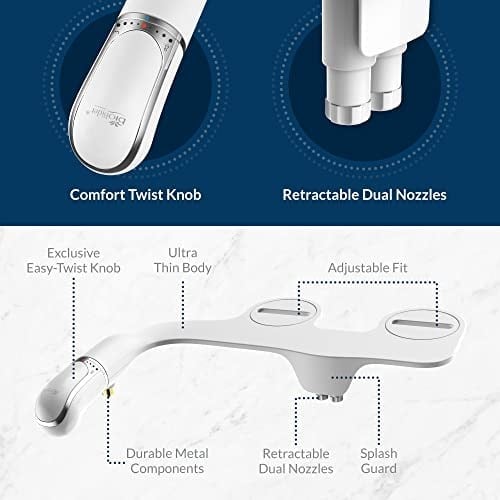 Bio Bidet by Bemis SlimTwist Tatlı Su Sprey Bide Eklentisi Tuvalet, Beyaz, Elektriksiz, Kolay Kurulum