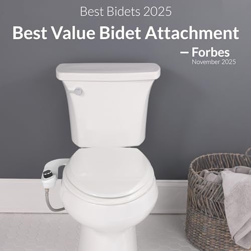 BioBidet SlimEdge Basit Bide Tuvalet Takımı, Beyaz, Çift Nozzle, Taze Su Sprey, Elektriksiz, Kolay Montaj