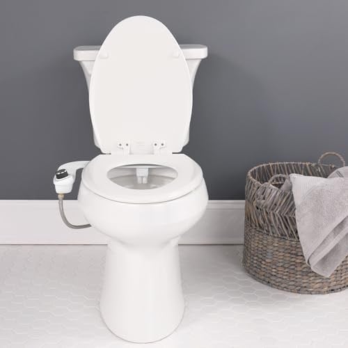 BioBidet SlimEdge Basit Bide Tuvalet Takımı, Beyaz, Çift Nozzle, Taze Su Sprey, Elektriksiz, Kolay Montaj