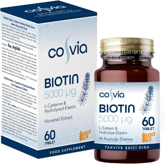 Biotin 5000 Mcg L-Sistein Hidrolize Elastin At Kuyruğu Ekstresi 60 Tablet Takviye Edici Gıda