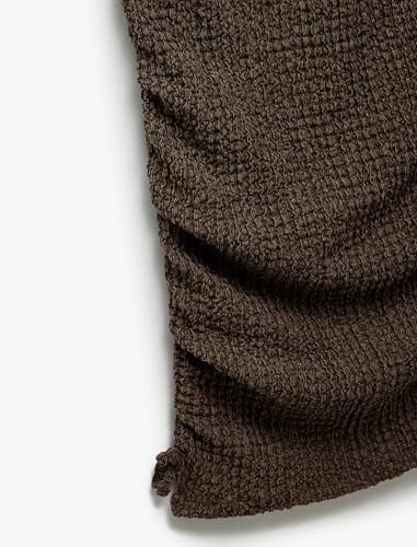 Bisiklet Yaka Kısa Kollu Drape Detaylı Elbise - Seçenekler: 5/6 Yıl, 7-8 Yıl
