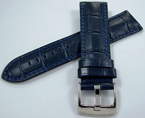 Bizon Deri Saat Kayışı Spor Lacivert 26mm Kordon Dikişli Kroko