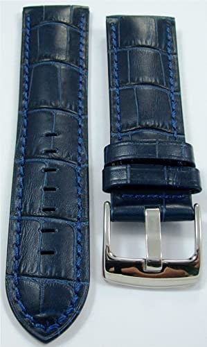 Bizon Deri Saat Kayışı Spor Lacivert 26mm Kordon Dikişli Kroko