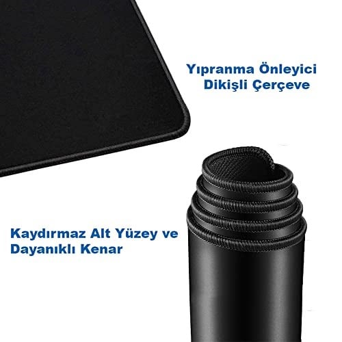 Black Deer Oyuncu Mouse Pad, Fare Altlığı, Kenar Dikişli, Kaymaz Taban, Ofis Tipi, Pürüzsüz Yüzey, Çalışma Masası Altlığı (90x40 XL) - Seçenekler: 30x25 S, 35x28 M, 70x30 L, 90x40 XL
