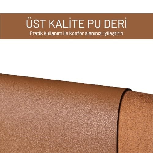 Black Deer PU Deri Mouse Pad Dikişli Kenar Dayanıklı Büyük Boy Çift Yönlü Kullanım Ofis Masa Matı Sümen(KAHVERENGİ, 90X40 XL) - Seçenekler: 70X30 L, 90X40 XL