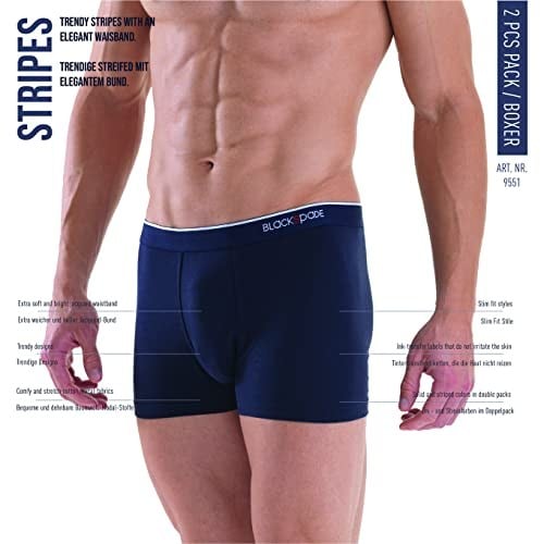 Blackspade Erkek Boxer 2li Paket Stripes 9551 - Lacivert
